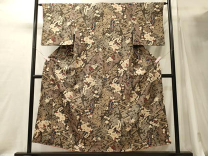平和屋着物■上質な小紋　辻が花　鬼しぼ縮緬　正絹　逸品　CABJ7162oy