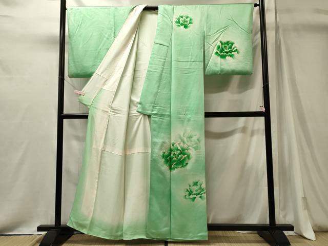 平和屋着物■訪問着　駒刺繍　舞花文　暈し染め　金彩　正絹　逸品　CABJ7163oy