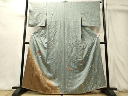 平和屋着物■訪問着　扇面草花文　暈し染め　金彩　正絹　逸品　CABJ7171oy