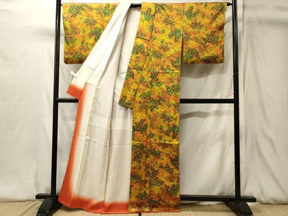 平和屋着物■上質な小紋　草葉文　暈し染め　正絹　逸品　CABJ7172oy