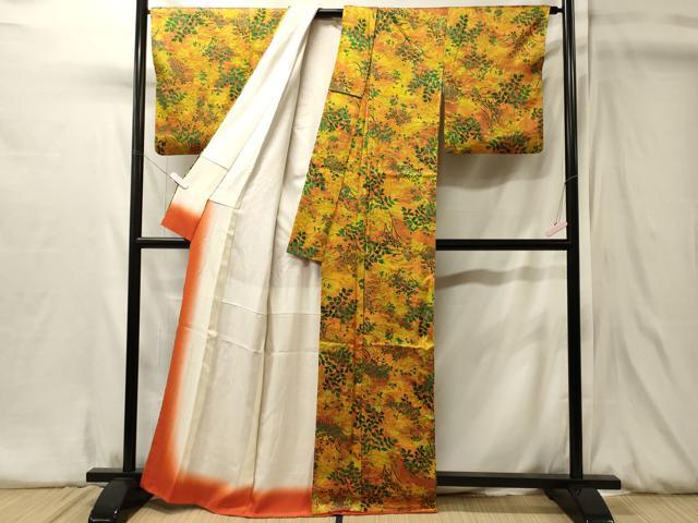 平和屋着物■上質な小紋　草葉文　暈し染め　正絹　逸品　CABJ7172oy