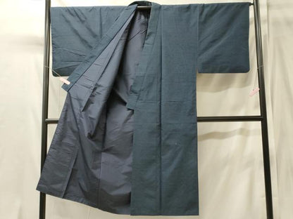 平和屋着物■男性　紬　青藍色　正絹　逸品　CABJ7173oy