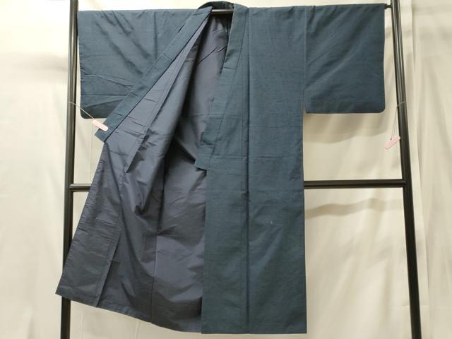 平和屋着物■男性　紬　青藍色　正絹　逸品　CABJ7173oy