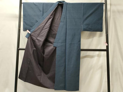 平和屋着物■男性　紬　青藍色　正絹　逸品　CABJ7176oy