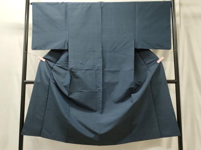 平和屋着物■男性　紬　青藍色　正絹　逸品　CABJ7176oy