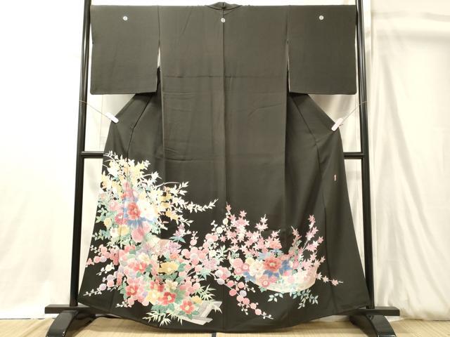 平和屋着物■豪華黒留袖　作家物　草花文　正絹　逸品　CABJ7179oy