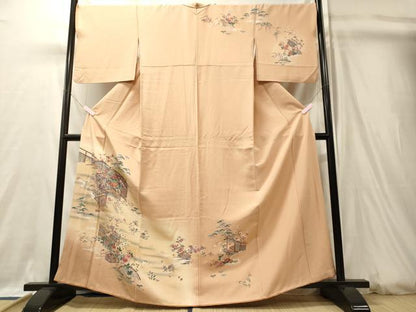 平和屋着物■訪問着　御所車花松文　暈し染め　金銀彩　正絹　逸品　CABJ7189oy
