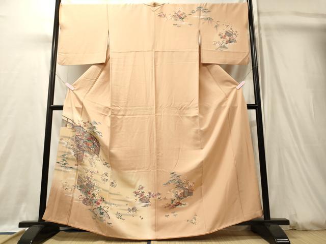 平和屋着物■訪問着　御所車花松文　暈し染め　金銀彩　正絹　逸品　CABJ7189oy