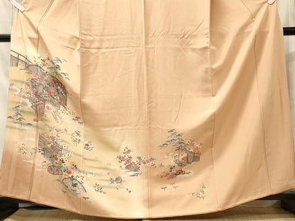 平和屋着物■訪問着　御所車花松文　暈し染め　金銀彩　正絹　逸品　CABJ7189oy