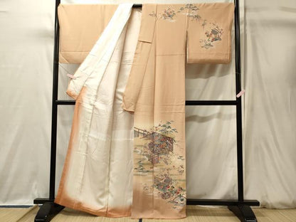 平和屋着物■訪問着　御所車花松文　暈し染め　金銀彩　正絹　逸品　CABJ7189oy