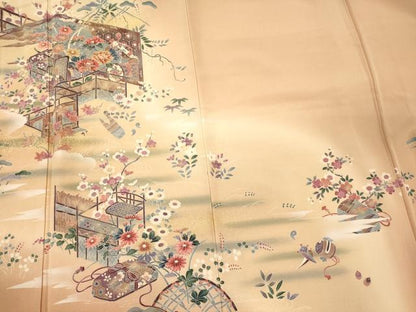 平和屋着物■訪問着　御所車花松文　暈し染め　金銀彩　正絹　逸品　CABJ7189oy