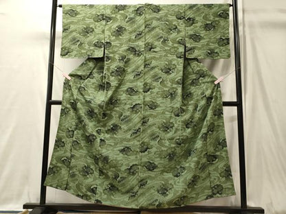 平和屋着物■上質な小紋　型染め　雲取り流水花文　暈し染め　正絹　逸品　未使用　CABJ7193oy