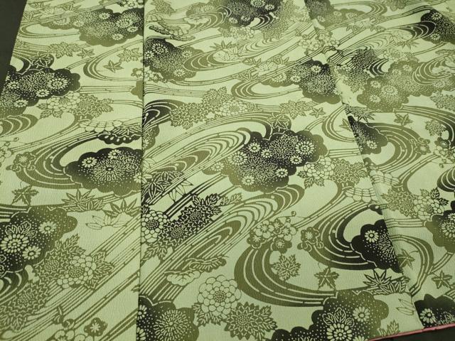 平和屋着物■上質な小紋　型染め　雲取り流水花文　暈し染め　正絹　逸品　未使用　CABJ7193oy