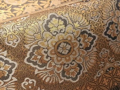 平和屋着物●九寸名古屋帯　横段花文　金糸　正絹　逸品　CABJ7202vp