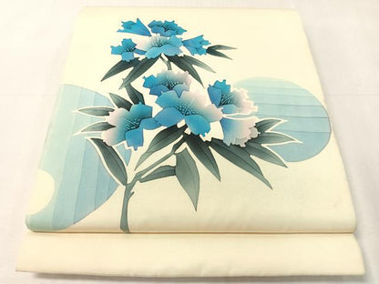 平和屋着物●塩瀬　九寸開き名古屋帯　作家物　ろうけつ染め　草花文　正絹　逸品　CABJ7205vp