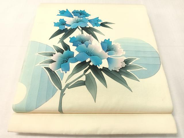 平和屋着物●塩瀬　九寸開き名古屋帯　作家物　ろうけつ染め　草花文　正絹　逸品　CABJ7205vp