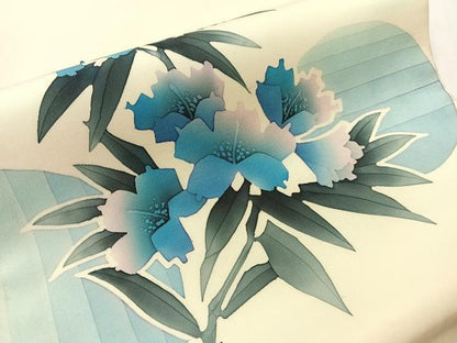 平和屋着物●塩瀬　九寸開き名古屋帯　作家物　ろうけつ染め　草花文　正絹　逸品　CABJ7205vp