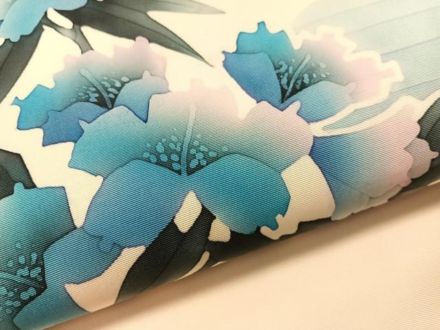 平和屋着物●塩瀬　九寸開き名古屋帯　作家物　ろうけつ染め　草花文　正絹　逸品　CABJ7205vp