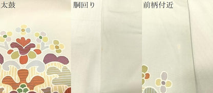 平和屋着物●塩瀬　九寸名古屋帯　ろうけつ染め　花唐草文　逸品　CABJ7207vp