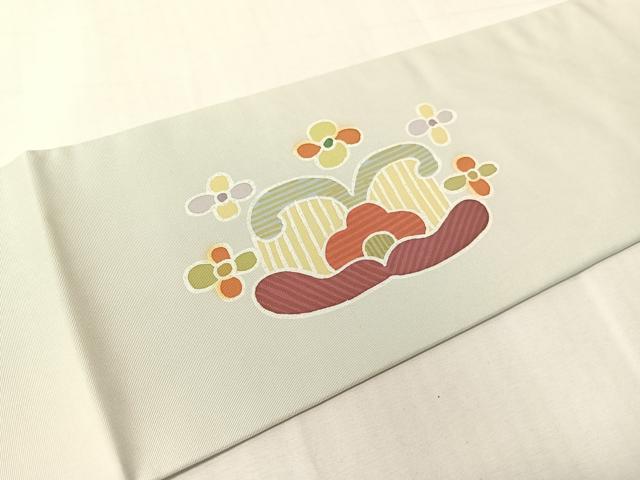 平和屋着物●塩瀬　九寸名古屋帯　ろうけつ染め　花唐草文　逸品　CABJ7207vp