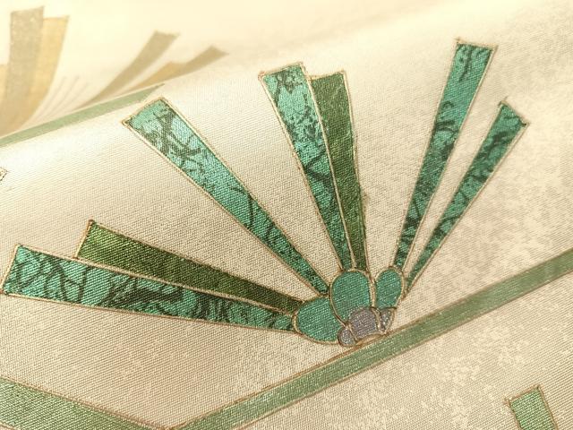 平和屋着物●太鼓柄袋帯　作家物　若松葉　金彩　引箔　正絹　逸品　CABJ7209vp