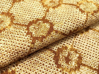平和屋着物●九寸名古屋帯　総絞り　格子花文　正絹　逸品　CABJ7210vp