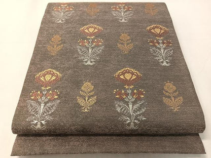 平和屋着物●西陣　織楽浅野　太鼓柄袋帯　唐織　草花文　金銀糸　正絹　逸品　CABJ7212vp