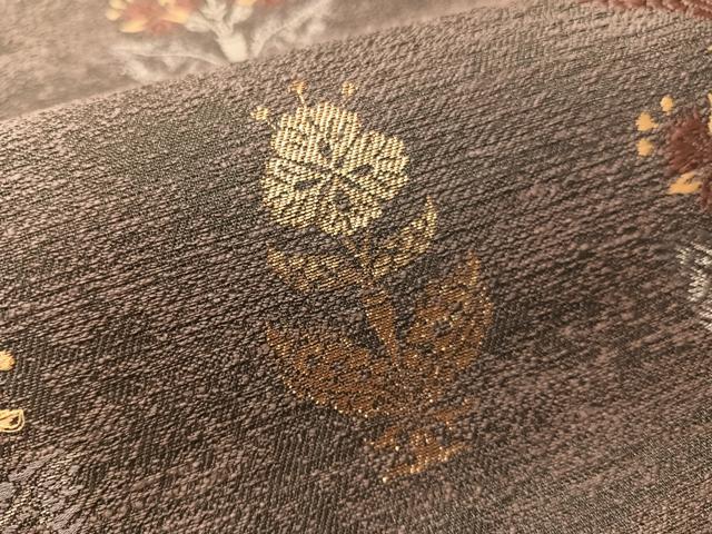 平和屋着物●西陣　織楽浅野　太鼓柄袋帯　唐織　草花文　金銀糸　正絹　逸品　CABJ7212vp
