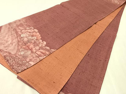 平和屋着物●太鼓柄袋帯　刺繍　生紬　樹林文　正絹　逸品　CABJ7216vp