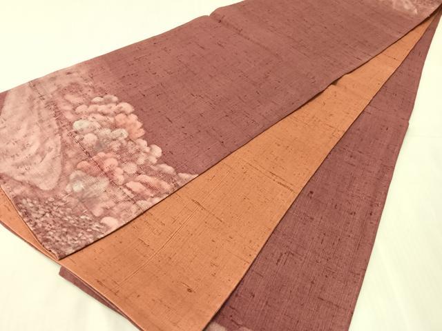 平和屋着物●太鼓柄袋帯　刺繍　生紬　樹林文　正絹　逸品　CABJ7216vp