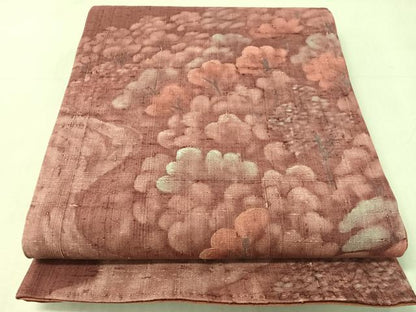 平和屋着物●太鼓柄袋帯　刺繍　生紬　樹林文　正絹　逸品　CABJ7216vp