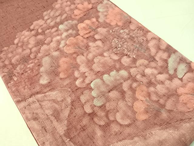 平和屋着物●太鼓柄袋帯　刺繍　生紬　樹林文　正絹　逸品　CABJ7216vp