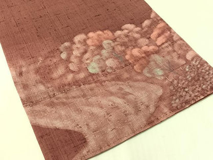平和屋着物●太鼓柄袋帯　刺繍　生紬　樹林文　正絹　逸品　CABJ7216vp