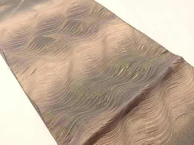 平和屋着物●太鼓柄袋帯　よろけ縞　金糸　正絹　逸品　CABJ7226vp