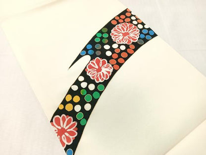 平和屋着物●塩瀬　九寸開き名古屋帯　ろうけつ染め　吉祥花文　金彩　正絹　逸品　CABJ7234vp