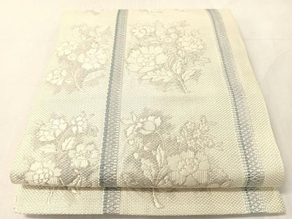 平和屋着物●本場筑前博多織　八寸名古屋帯　草花間道　正絹　逸品　CABJ7235vp