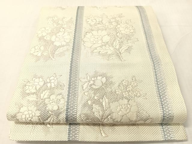 平和屋着物●本場筑前博多織　八寸名古屋帯　草花間道　正絹　逸品　CABJ7235vp