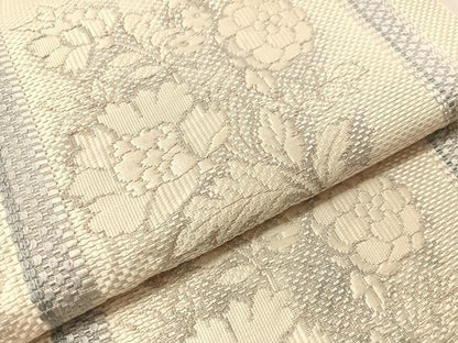 平和屋着物●本場筑前博多織　八寸名古屋帯　草花間道　正絹　逸品　CABJ7235vp