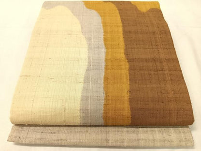 平和屋着物●九寸開き名古屋帯　生紬　道長文様　正絹　逸品　CABJ7237vp