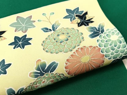 平和屋着物●塩瀬　九寸名古屋帯　刺繍　霞花文　金彩　正絹　逸品　CABJ7241vp