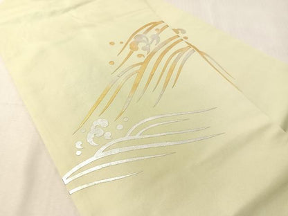 平和屋着物●金彩友禅作家　金彩の魔術師　堀省平　金煌織　九寸名古屋帯　立波文　正絹　逸品　CABJ7242vp