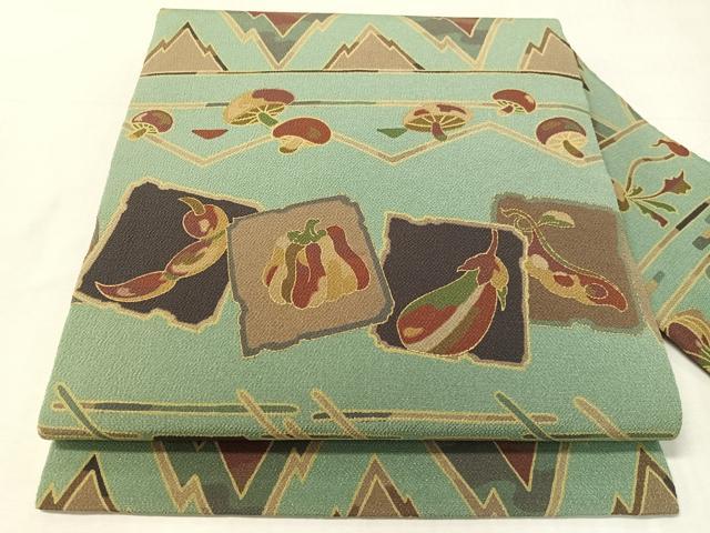 平和屋着物●全通柄　九寸名古屋帯　成り物　金彩　鬼しぼ縮緬　正絹　逸品　CABJ7243vp