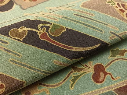 平和屋着物●全通柄　九寸名古屋帯　成り物　金彩　鬼しぼ縮緬　正絹　逸品　CABJ7243vp