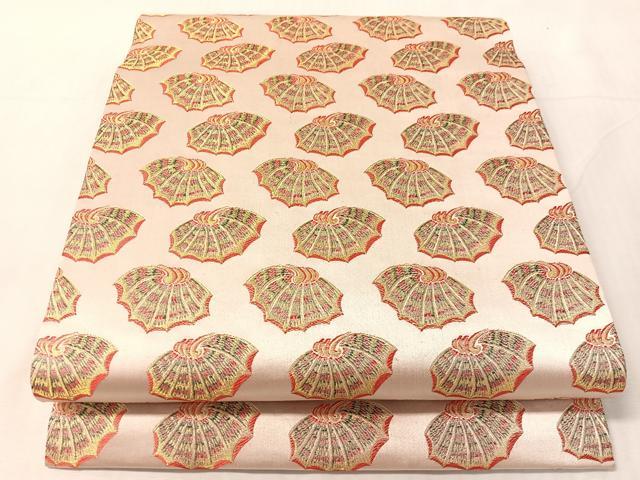 平和屋着物●龍村美術織物　九寸開き名古屋帯　彩貝文　金糸　証紙付き　正絹　逸品　未使用　CABJ7245vp