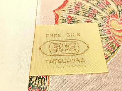 平和屋着物●龍村美術織物　九寸開き名古屋帯　彩貝文　金糸　証紙付き　正絹　逸品　未使用　CABJ7245vp