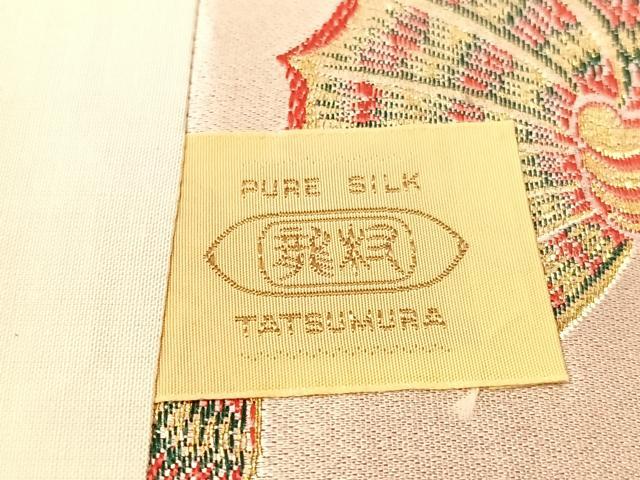 平和屋着物●龍村美術織物　九寸開き名古屋帯　彩貝文　金糸　証紙付き　正絹　逸品　未使用　CABJ7245vp