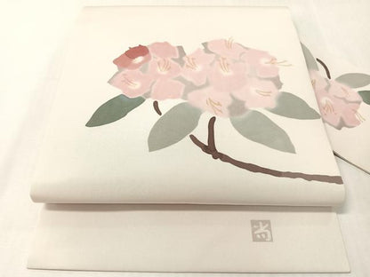平和屋着物●高久空木の娘　高久尚子　ろうけつ染　塩瀬　九寸名古屋帯　枝花文　正絹　逸品　CABJ7248vp