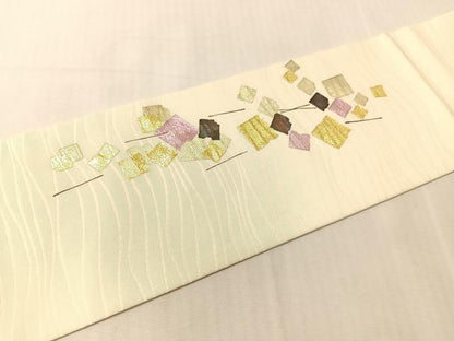 平和屋着物●九寸名古屋帯　破れ箔散らし　金彩　正絹　逸品　CABJ7253vp