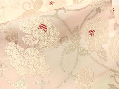 平和屋着物●九寸名古屋帯　唐織　花唐草文　銀糸　正絹　逸品　CABJ7254vp