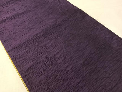 平和屋着物●両面　全通柄袋帯　ふくれ織　ワンポイント　草花文　深紫色　正絹　逸品　CABJ7256vp